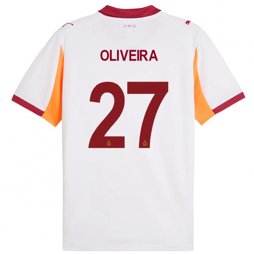 Danxen Kinderen Sergio Oliveira #27 Wit Rood Uitshirt Uittenue 2025/26 T-Shirt