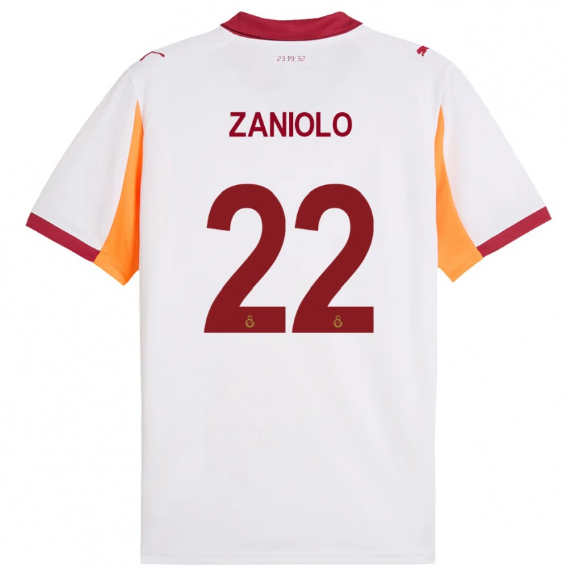 Danxen Kinderen Nicolò Zaniolo #22 Wit Rood Uitshirt Uittenue 2025/26 T-Shirt