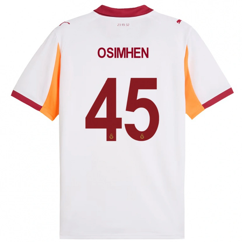 Danxen Kinderen Victor Osimhen #45 Wit Rood Uitshirt Uittenue 2025/26 T-Shirt