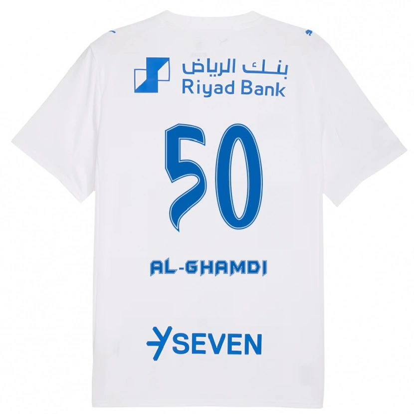 Danxen Kinderen Abdulelah Al-Ghamdi #50 Wit Blauw Uitshirt Uittenue 2025/26 T-Shirt