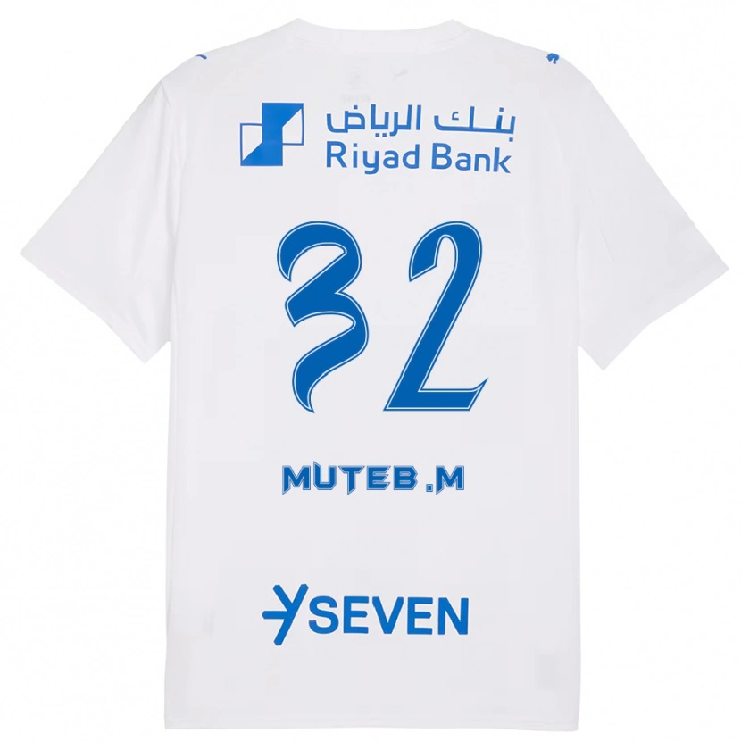 Danxen Kinderen Muteb Al-Mufarrij #32 Wit Blauw Uitshirt Uittenue 2025/26 T-Shirt