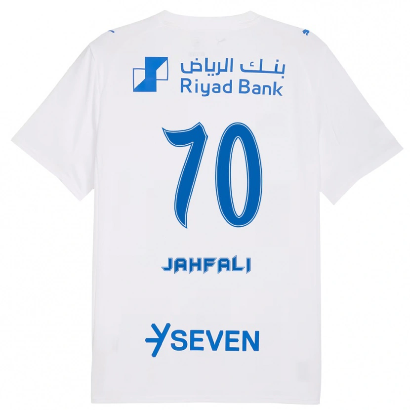 Danxen Kinderen Mohammed Jahfali #70 Wit Blauw Uitshirt Uittenue 2025/26 T-Shirt