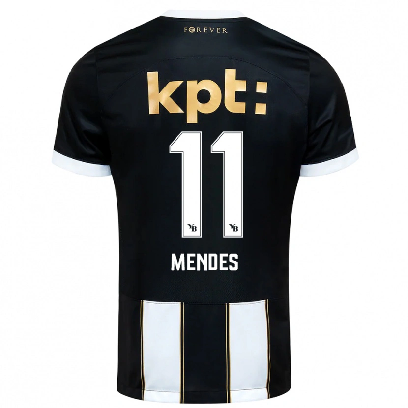 Danxen Kinderen Daniel Mendes #11 Zwart Wit Uitshirt Uittenue 2025/26 T-Shirt