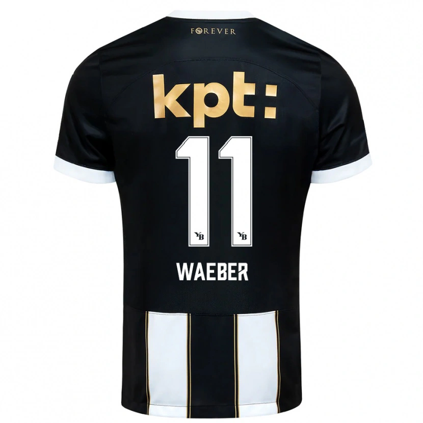 Danxen Kinderen Stéphanie Waeber #11 Zwart Wit Uitshirt Uittenue 2025/26 T-Shirt