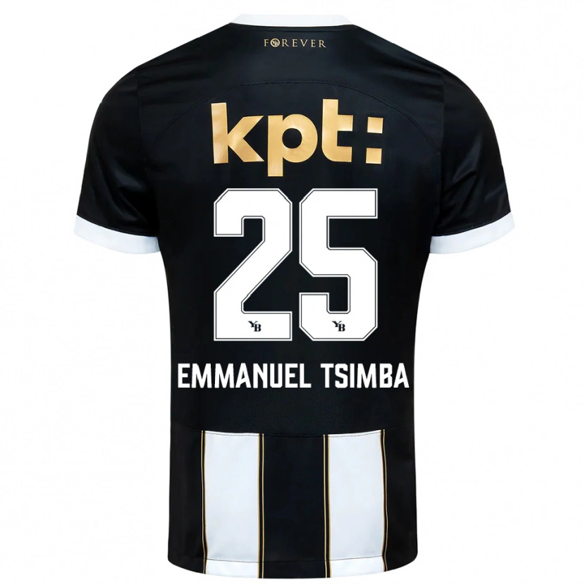 Danxen Kinderen Felix Emmanuel Tsimba #25 Zwart Wit Uitshirt Uittenue 2025/26 T-Shirt