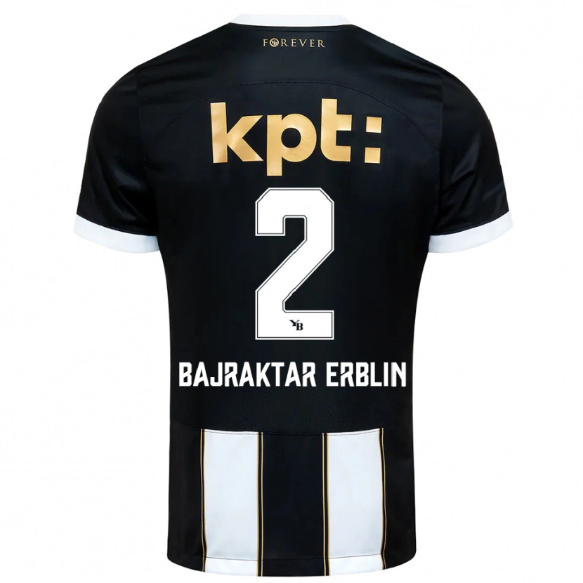 Danxen Kinderen Erblin Bajraktar #2 Zwart Wit Uitshirt Uittenue 2025/26 T-Shirt
