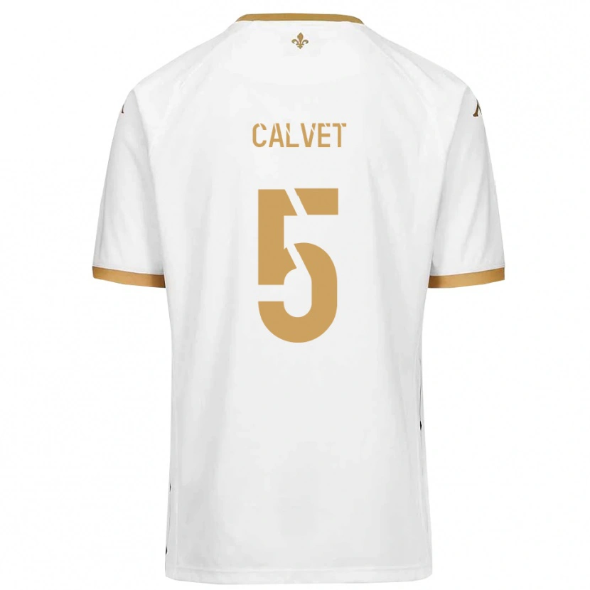 Danxen Kinderen Raphaël Calvet #5 Wit Goud Uitshirt Uittenue 2025/26 T-Shirt