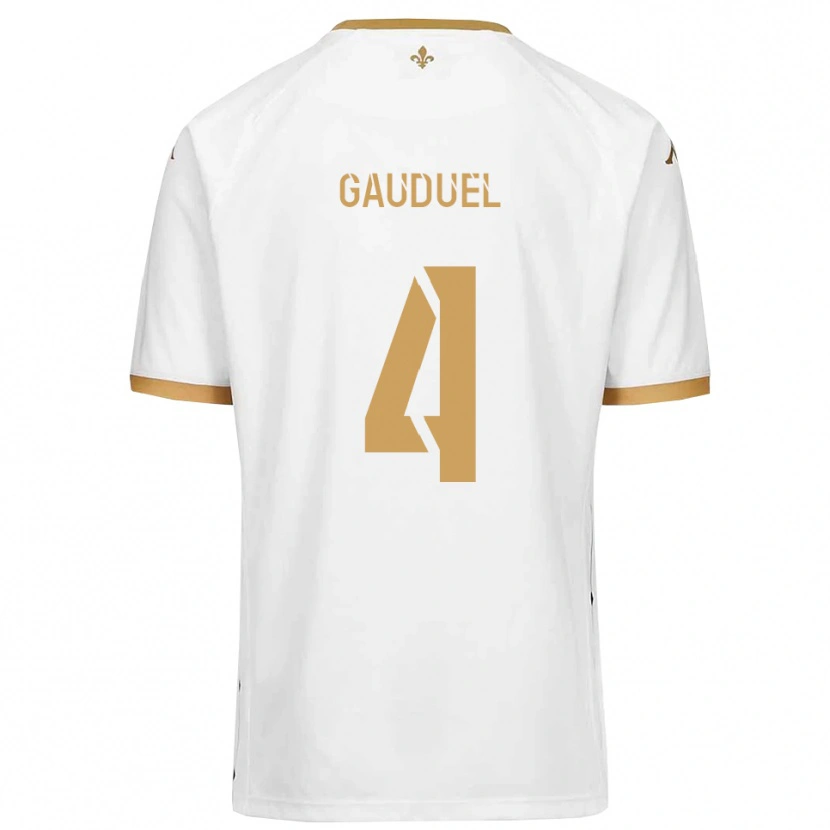 Danxen Kinderen Sacha Gauduel #4 Wit Goud Uitshirt Uittenue 2025/26 T-Shirt