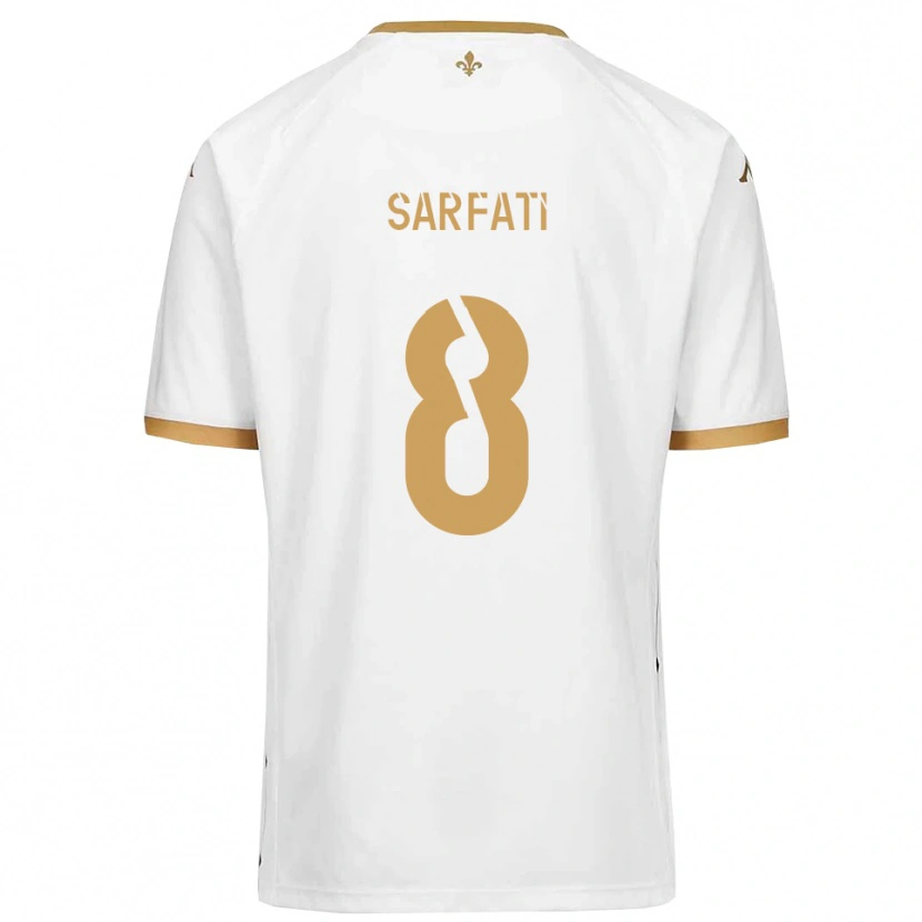 Danxen Kinderen Isaac Sarfati #8 Wit Goud Uitshirt Uittenue 2025/26 T-Shirt