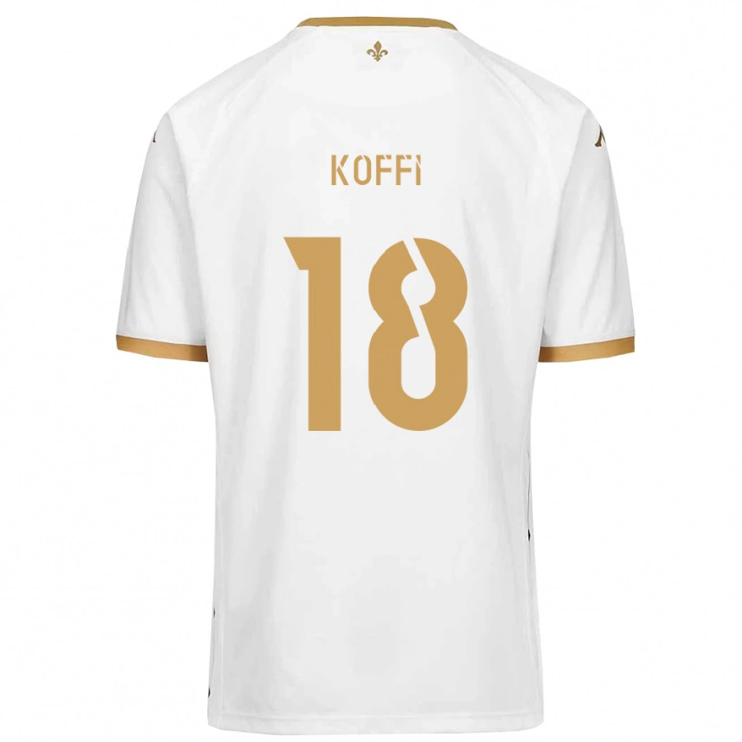 Danxen Kinderen Patrick Koffi #18 Wit Goud Uitshirt Uittenue 2025/26 T-Shirt