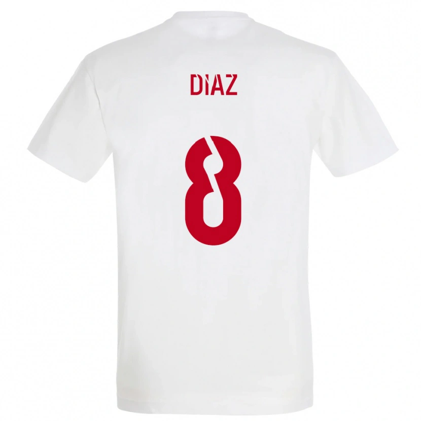 Danxen Kinderen Ryan Diaz #8 Wit Rood Geel Uitshirt Uittenue 2025/26 T-Shirt