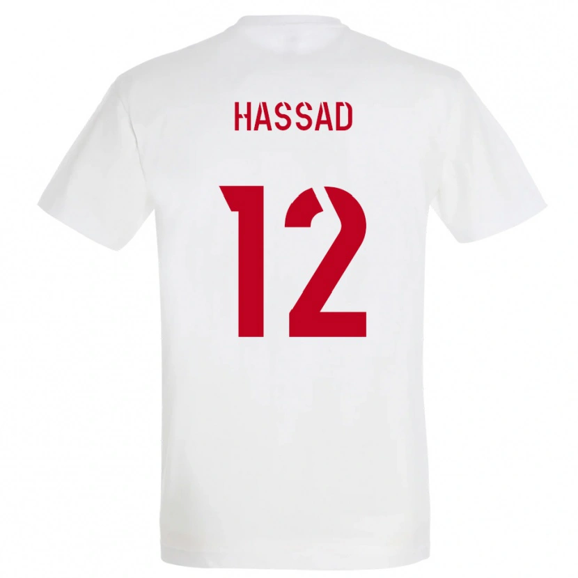 Danxen Kinderen Rayan Hassad #12 Wit Rood Geel Uitshirt Uittenue 2025/26 T-Shirt