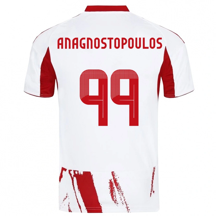 Danxen Kinderen Alexandros Anagnostopoulos #99 Wit Rood Uitshirt Uittenue 2025/26 T-Shirt