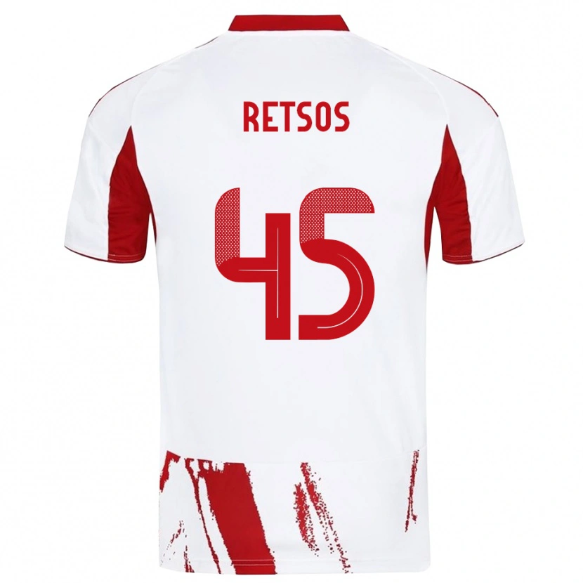 Danxen Kinderen Panagiotis Retsos #45 Wit Rood Uitshirt Uittenue 2025/26 T-Shirt