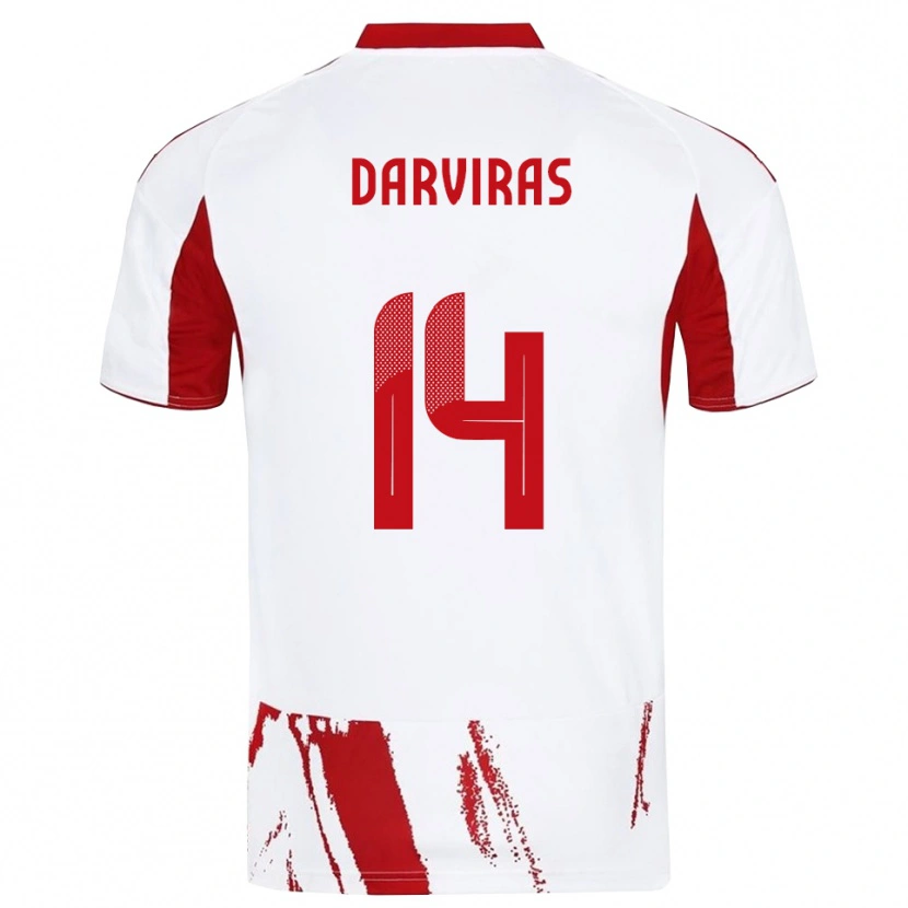 Danxen Kinderen Christos Darviras #14 Wit Rood Uitshirt Uittenue 2025/26 T-Shirt
