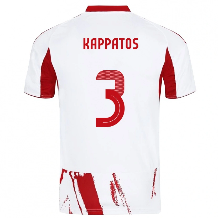 Danxen Kinderen Dimitrios Kappatos #3 Wit Rood Uitshirt Uittenue 2025/26 T-Shirt