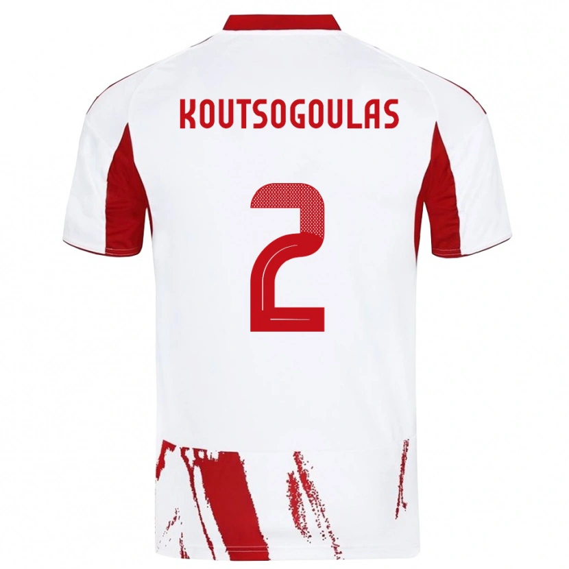 Danxen Kinderen Athanasios Koutsogoulas #2 Wit Rood Uitshirt Uittenue 2025/26 T-Shirt