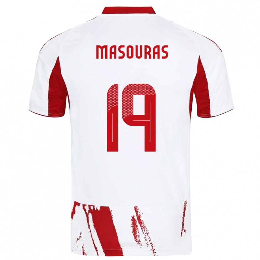 Danxen Kinderen Georgios Masouras #19 Wit Rood Uitshirt Uittenue 2025/26 T-Shirt