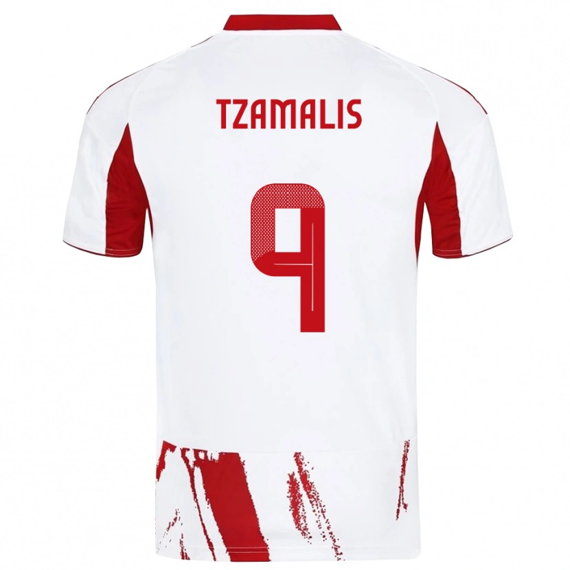 Danxen Kinderen Alexandros Tzamalis #9 Wit Rood Uitshirt Uittenue 2025/26 T-Shirt