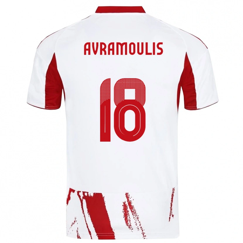 Danxen Kinderen Nikolaos Avramoulis #18 Wit Rood Uitshirt Uittenue 2025/26 T-Shirt
