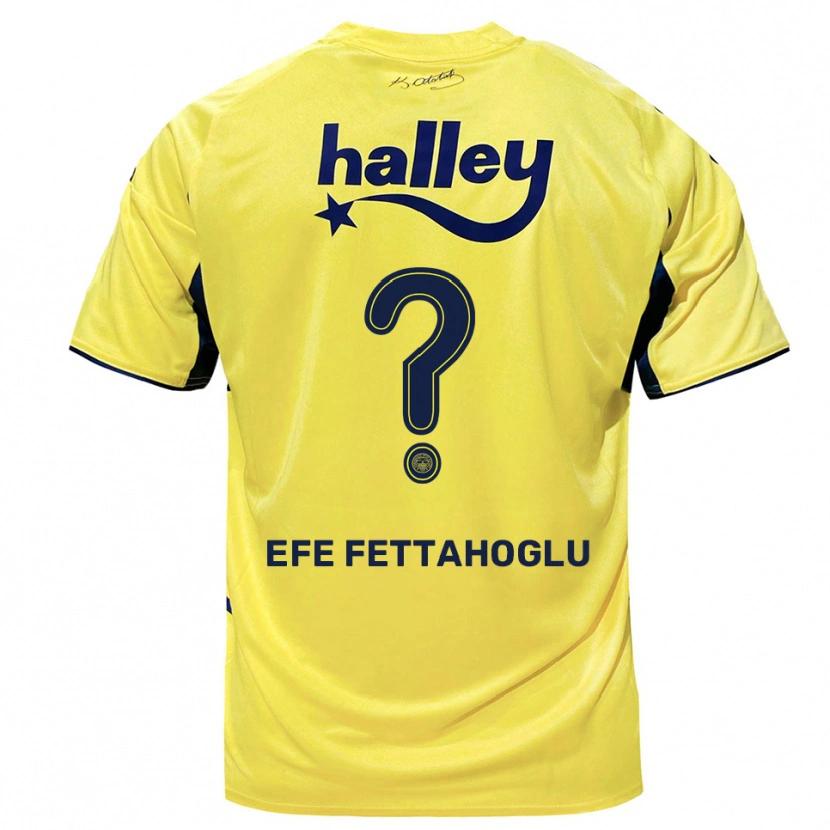 Danxen Kinderen Adnan Efe Fettahoğlu #0 Geel Donkerblauw Uitshirt Uittenue 2025/26 T-Shirt