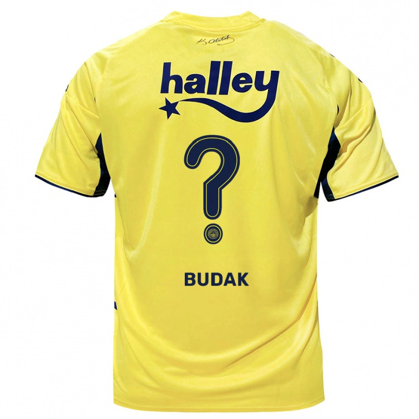 Danxen Kinderen Enis Budak #0 Geel Donkerblauw Uitshirt Uittenue 2025/26 T-Shirt