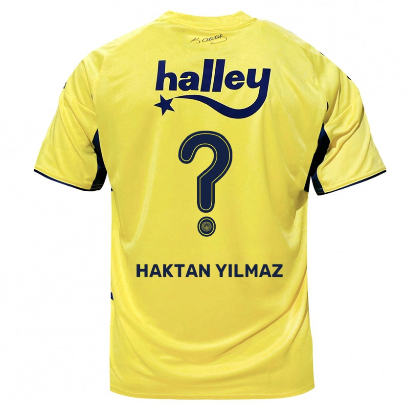 Danxen Kinderen Haktan Yılmaz #0 Geel Donkerblauw Uitshirt Uittenue 2025/26 T-Shirt