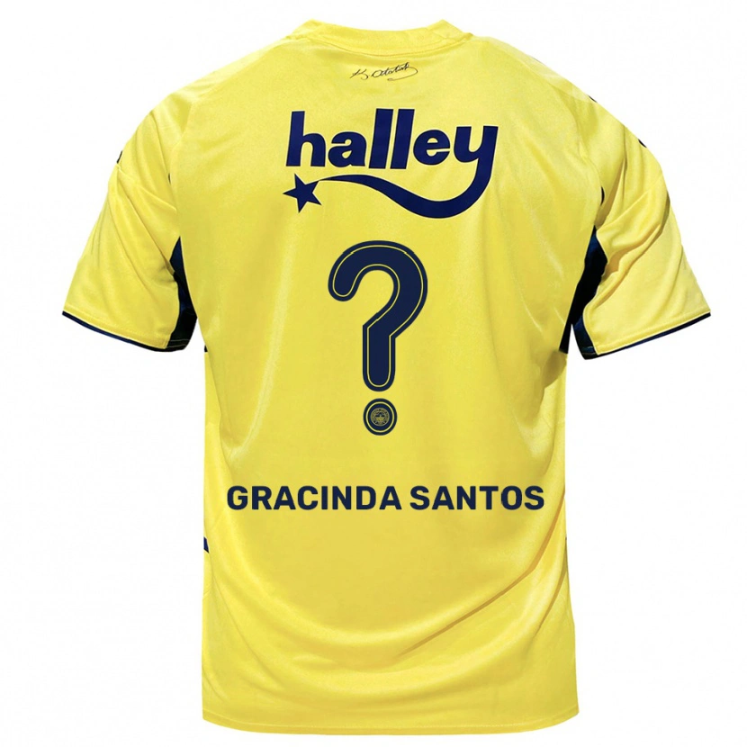 Danxen Kinderen Elena Gracinda Santos #0 Geel Donkerblauw Uitshirt Uittenue 2025/26 T-Shirt