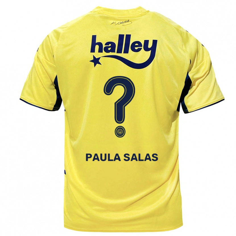 Danxen Kinderen María Paula Salas #0 Geel Donkerblauw Uitshirt Uittenue 2025/26 T-Shirt