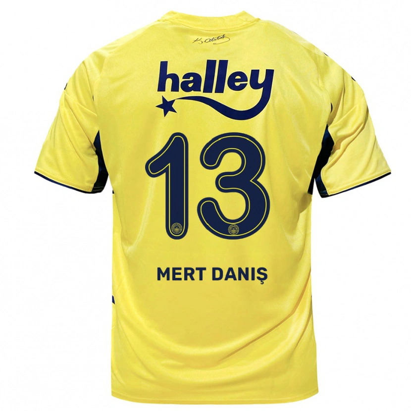 Danxen Kinderen Mustafa Mert Danış #13 Geel Donkerblauw Uitshirt Uittenue 2025/26 T-Shirt
