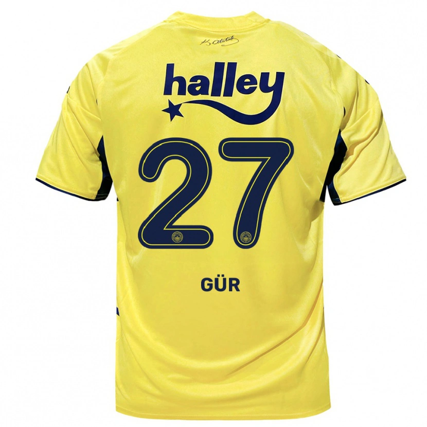Danxen Kinderen Ata Gür #27 Geel Donkerblauw Uitshirt Uittenue 2025/26 T-Shirt