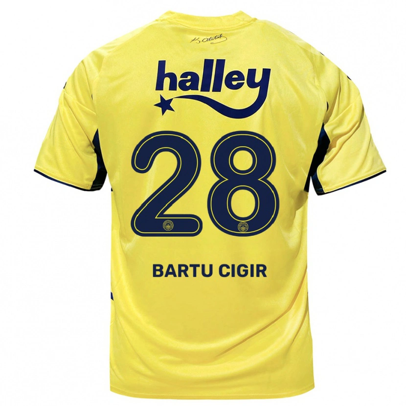 Danxen Kinderen Can Bartu Çığır #28 Geel Donkerblauw Uitshirt Uittenue 2025/26 T-Shirt
