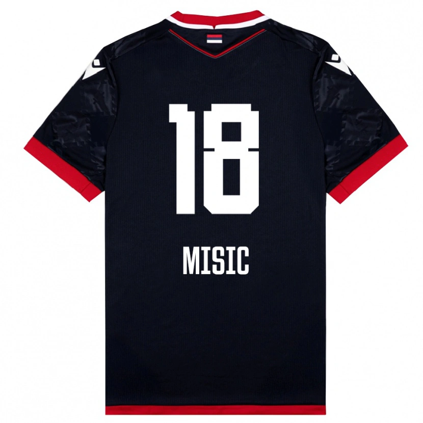 Danxen Kinderen Ognjen Misic #18 Zwart Rood Uitshirt Uittenue 2025/26 T-Shirt