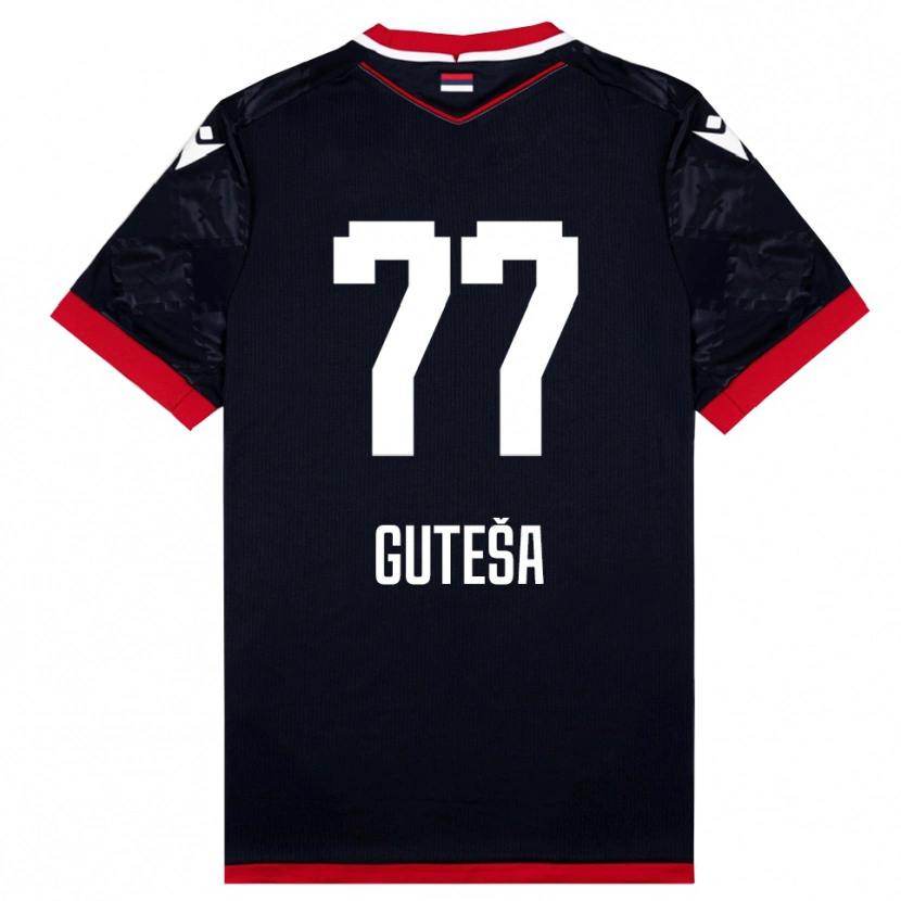 Danxen Kinderen Ivan Guteša #77 Zwart Rood Uitshirt Uittenue 2025/26 T-Shirt