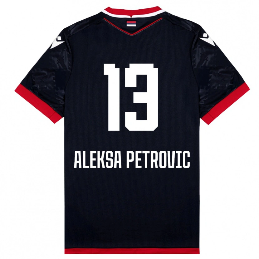 Danxen Kinderen Aleksa Petrovic #13 Zwart Rood Uitshirt Uittenue 2025/26 T-Shirt