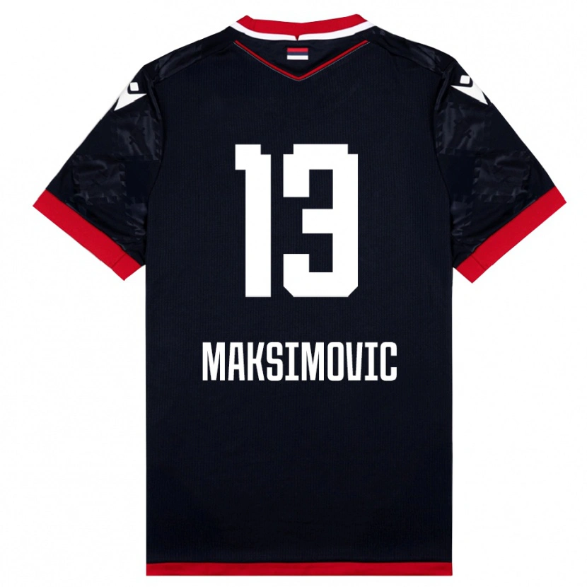 Danxen Kinderen Filip Maksimovic #13 Zwart Rood Uitshirt Uittenue 2025/26 T-Shirt