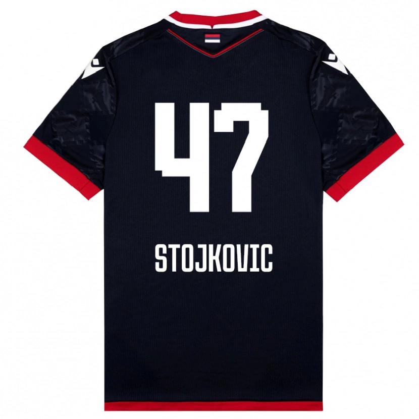 Danxen Kinderen Strahinja Stojkovic #47 Zwart Rood Uitshirt Uittenue 2025/26 T-Shirt