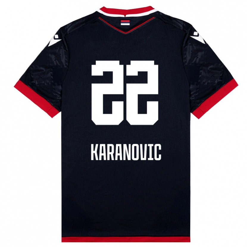 Danxen Kinderen Danilo Karanovic #22 Zwart Rood Uitshirt Uittenue 2025/26 T-Shirt