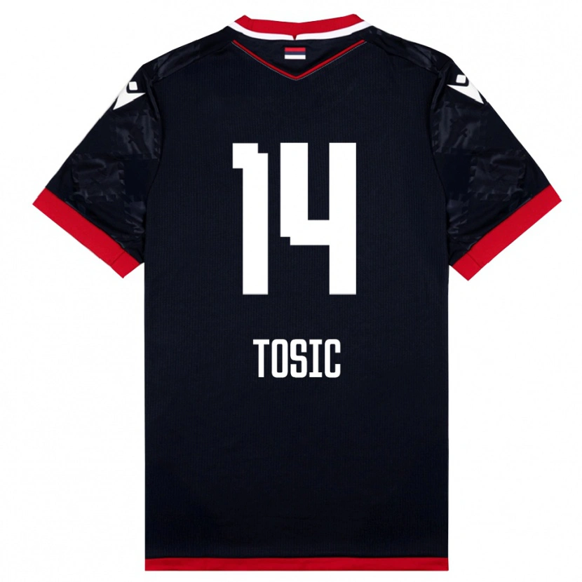 Danxen Kinderen Davorin Tosic #14 Zwart Rood Uitshirt Uittenue 2025/26 T-Shirt