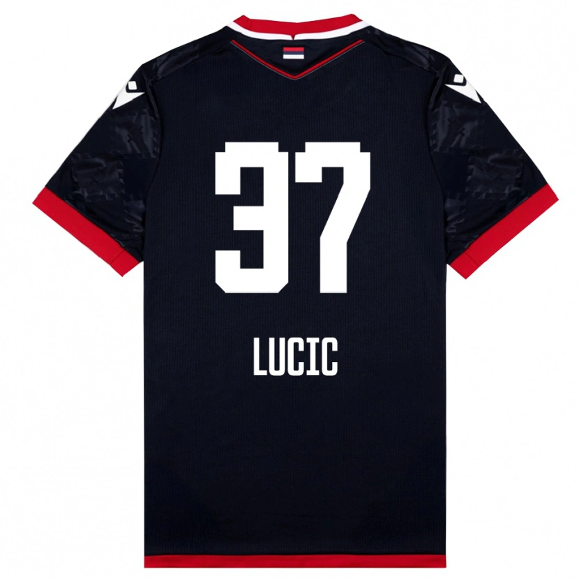 Danxen Kinderen Vladimir Lucic #37 Zwart Rood Uitshirt Uittenue 2025/26 T-Shirt