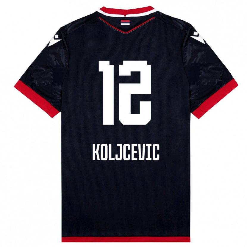 Danxen Kinderen Danilo Koljcevic #12 Zwart Rood Uitshirt Uittenue 2025/26 T-Shirt