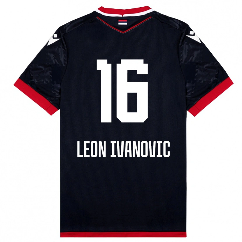 Danxen Kinderen Leon Ivanovic #16 Zwart Rood Uitshirt Uittenue 2025/26 T-Shirt