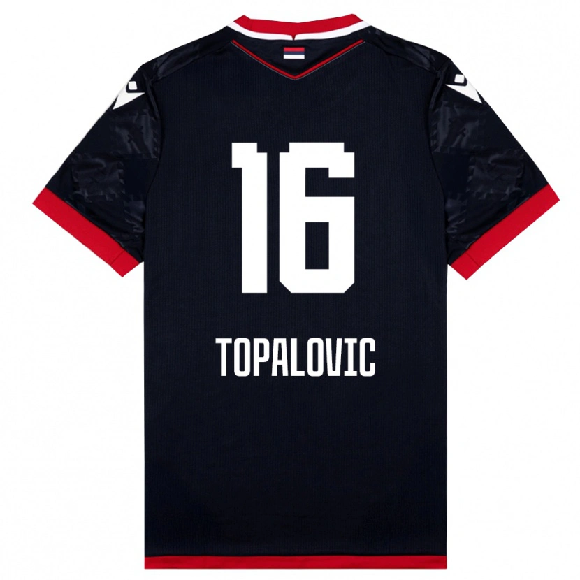 Danxen Kinderen Todor Topalovic #16 Zwart Rood Uitshirt Uittenue 2025/26 T-Shirt