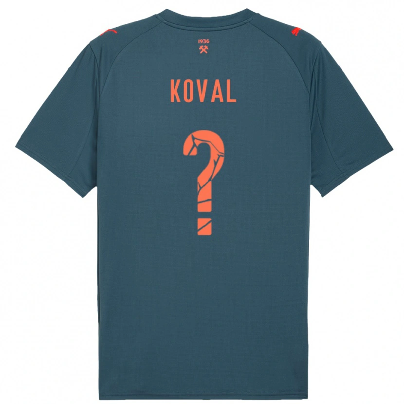 Danxen Kinderen Maksym Koval #0 Donkerblauw Rood Uitshirt Uittenue 2025/26 T-Shirt