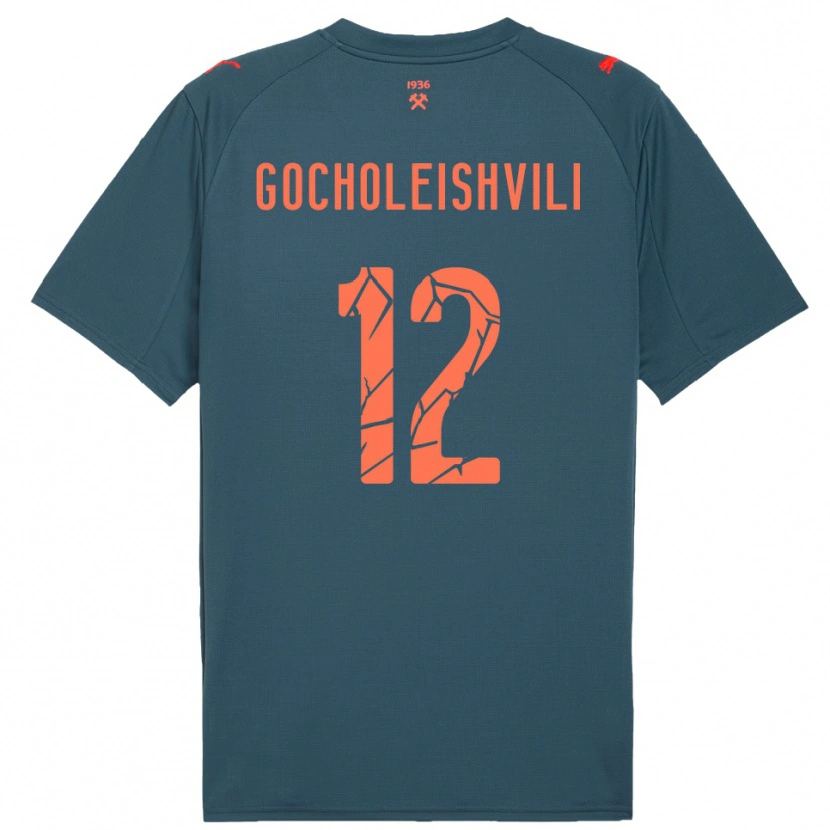 Danxen Kinderen Giorgi Gocholeishvili #12 Donkerblauw Rood Uitshirt Uittenue 2025/26 T-Shirt