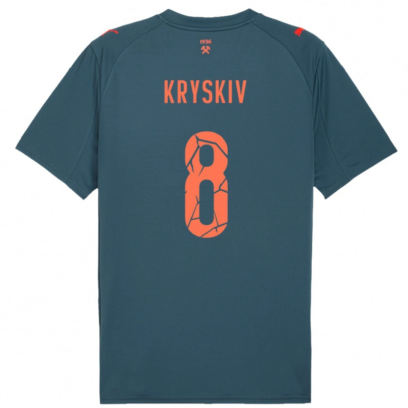 Danxen Kinderen Dmytro Kryskiv #8 Donkerblauw Rood Uitshirt Uittenue 2025/26 T-Shirt