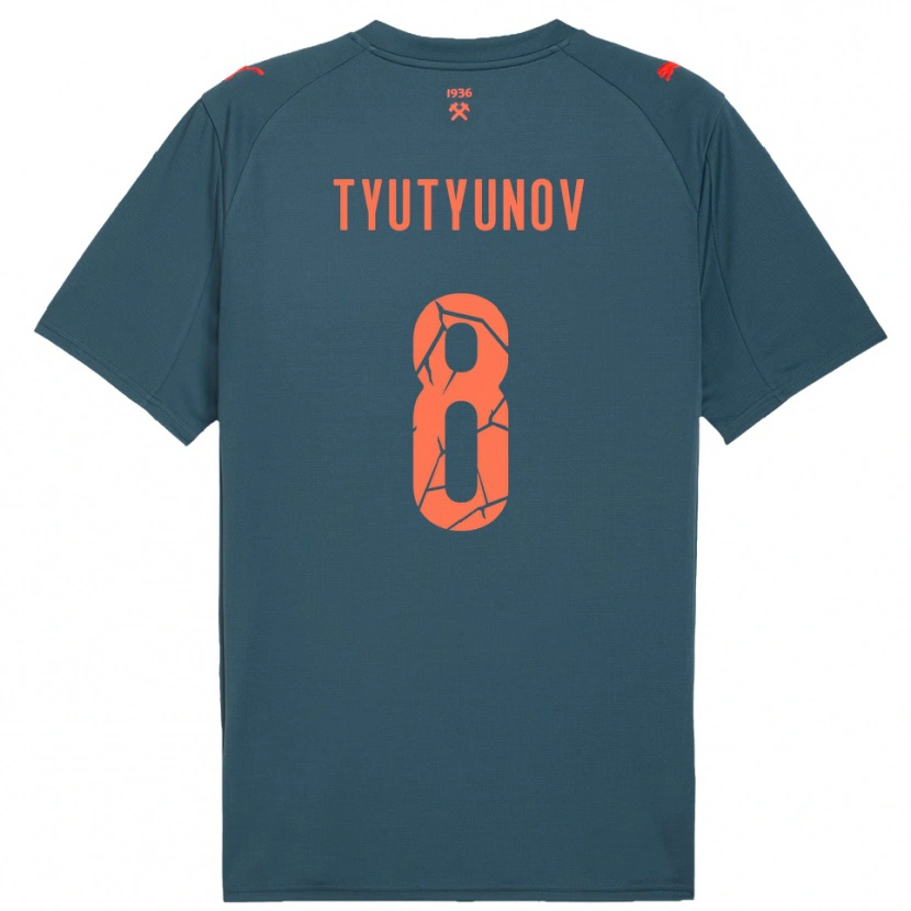 Danxen Kinderen Vladyslav Tyutyunov #8 Donkerblauw Rood Uitshirt Uittenue 2025/26 T-Shirt