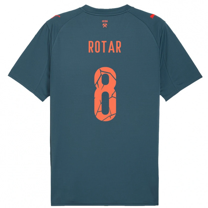 Danxen Kinderen Kyryl Rotar #8 Donkerblauw Rood Uitshirt Uittenue 2025/26 T-Shirt