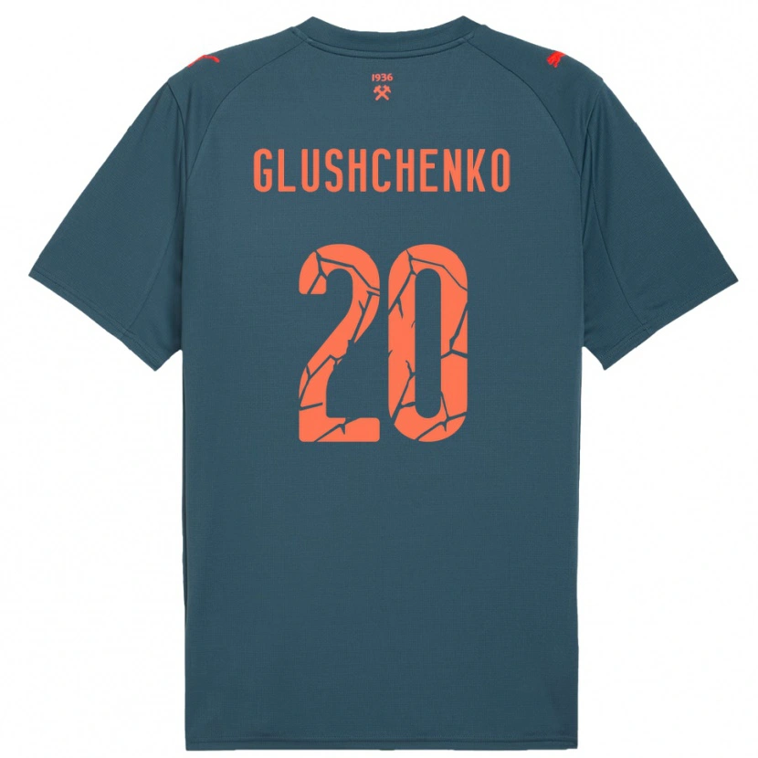 Danxen Kinderen Anton Glushchenko #20 Donkerblauw Rood Uitshirt Uittenue 2025/26 T-Shirt