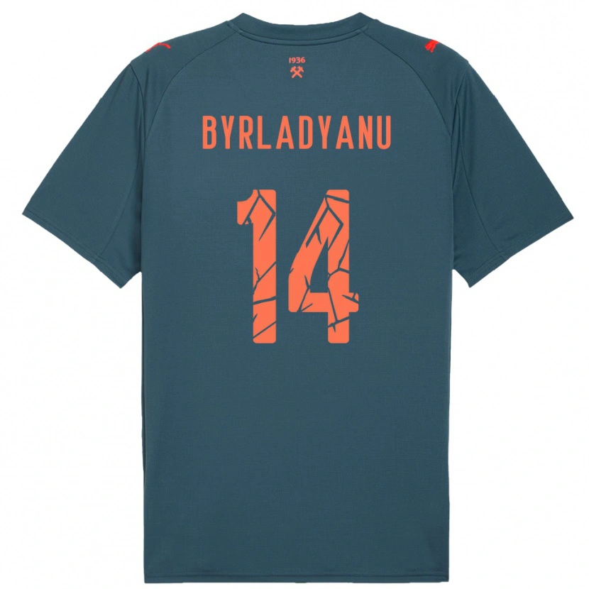 Danxen Kinderen Ilya Byrladyanu #14 Donkerblauw Rood Uitshirt Uittenue 2025/26 T-Shirt
